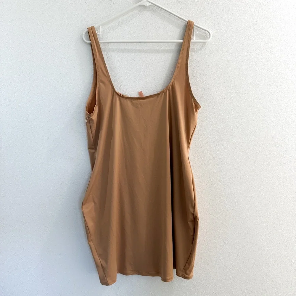NWT SKIMS Sleeveless Swim Tank Mini Dress Nude 3X